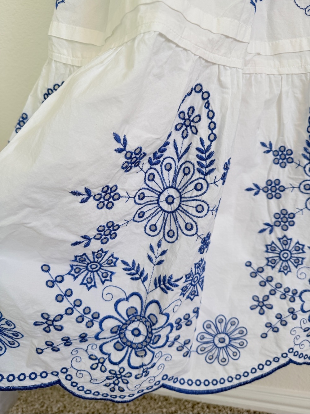 Anthropologie Somerset maxi dress White and blue embroidery eyelet size medium - Picture 8 of 16
